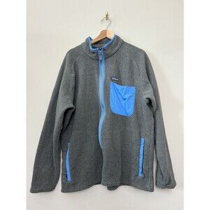 Mens Patagonia Synchilla Pocket Jacket Size XL Grey Blue Full Zip Fleece